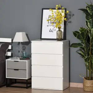 HOMCOM 4 Drawer Cabinet Storage Cupboard Sideboard Organiser Living Room White