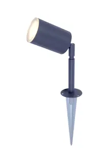 GoodHome Matt Dark Grey Silver effect Integrated LED Outdoor Stake light (D)60mm