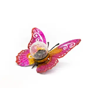 Gardenwize Solar Metal Sunset Butterfly With LED Crackle Ball