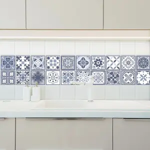 Walplus Lisbon Blue Tile Stickers PVC