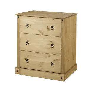 Mercers Furniture Corona 3 Drawer Budget Chest of Drawers Solid Pine with Mexican Styling