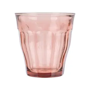 Picardie Glass Tumblers - 250ml - Pink - Pack of 12