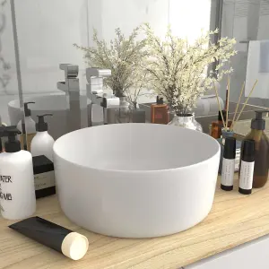 Berkfield Luxury Wash Basin Round Matt White 40x15 cm Ceramic