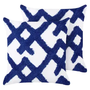 Set of 2 Cushions HAZEL Cotton 45 x 45 cm Geometric White