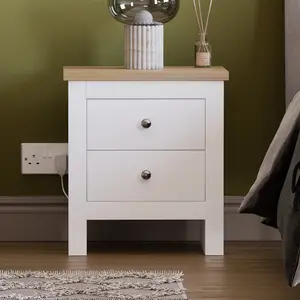 Morley 2 Drawer Bedside Table White