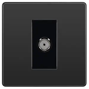 BG Evolve Black Chrome Single Socket For TV or FM Co-Axial Aerial Connection