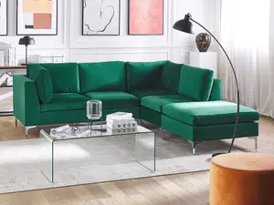 Sofa with Ottoman EVJA Green Velvet Left Hand