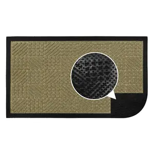 JVL Firth Tile Rubber Door Mat, 40x70cm, Beige