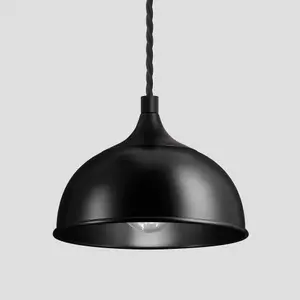 Industville Chelsea Dome Pendant, 8 Inch, Black, Black Holder