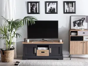 Beliani Retro TV Stand Dark Grey GARET