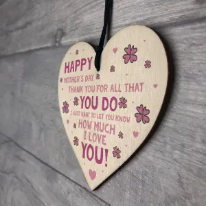 Cute Mothers Day Gift For Mum Nan Grandma Nanny Wooden Heart Gift For Her