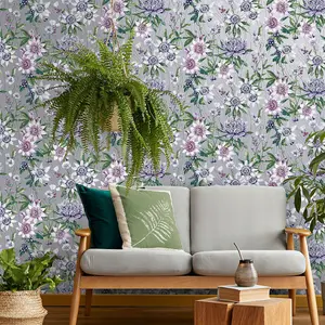 Amazonia Passiflora Silver Wallpaper Holden 91323