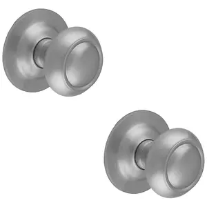 2 PACK 86mm Traditional Front Door Mushroom Knob Satin Chrome Outdoor Handle