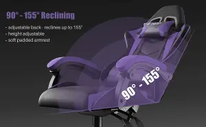 Ergonomic Gaming Chair,Soft PU Leather with Adjustable Reclining Back