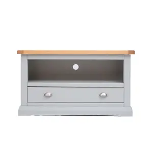 Loreo Light Grey 1 Drawer TV Cabinet Chrome Cup Handle