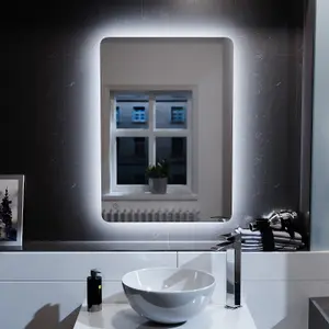 Nes Home Bathroom Modern LED IP44 Illuminated Rectangular Demister Mirror 500 X 700mm