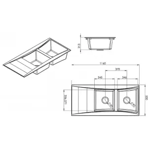 Astini Xeron 2.0 Bowl Grey SMC Synthetic Reversible Kitchen Sink & Waste