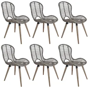 Berkfield Dining Chairs 6 pcs Brown Natural Rattan