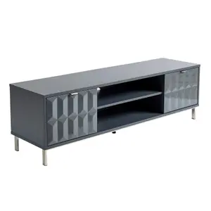 Home Source Siena Grey High Gloss TV Media Entertainment Stand Storage Unit