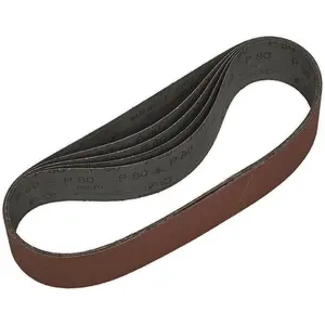 5 Pack of 50mm x 686mm Sanding Belts - 80 Grit Aluminium Oxide for Superior Finishing