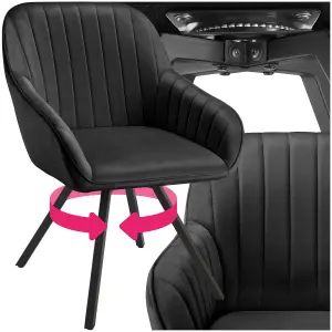 Swivel armchair Snug - 360 rotation, velvet fabric, padded seat, continuous back - black