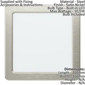 Wall / Ceiling Flush Downlight Satin Nickel Spotlight 10.5W Built in LED