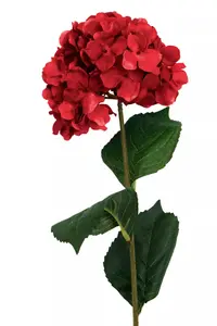 Fiori 74cm Hydrangea Stem Red Flower Artificial Plant Foliage