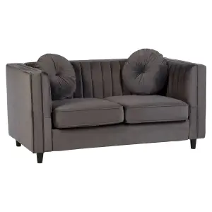 Interiors by Premier Farah Two Seat Grey Velvet Sofa