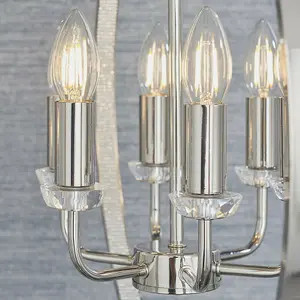 Hanging Ceiling Pendant Light Bright Nickel Globe Shade 6 Bulb Orb Loop Lamp