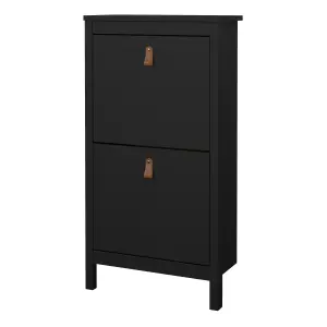 Barcelona Shoe Cabinet 2 Flap doors Matt Black