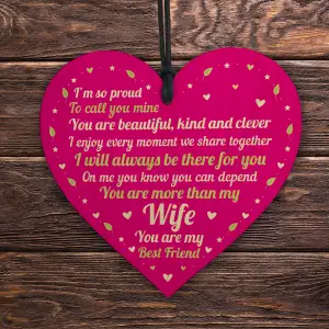 Red Ocean Valentines Gifts Wife Wood Heart Anniversary Birthday Gift For Wife Best Friend Keepsake