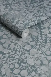 Next Light & Dark Blue Eden Tonal Floral Wallpaper