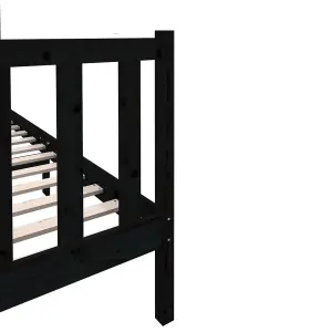 Berkfield Bed Frame Black Solid Wood Pine 140x190 cm