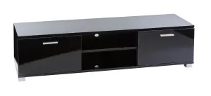 Modern Black 140cm Matt Gloss TV Stand Cabinet Suitable for 40 - 65 Inch 4K LED Flat Screen TV's