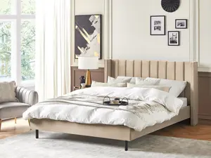 Velvet EU Super King Size Bed Beige VILLETTE