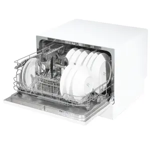 Baridi Compact Tabletop Dishwasher 6 Place Settings, 6 Programmes - White