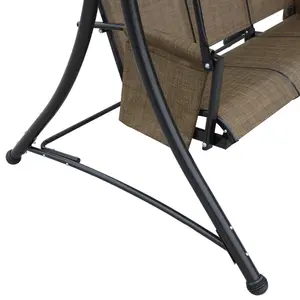 Outsunny 3 Seat Fabric Backyard Balcony Patio Swing Chair with Canopy Top