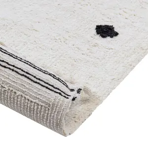 Cotton Area Rug 140 x 200 cm White LAZA