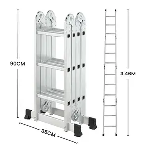 3.46m Lightweight Aluminium Folding Multi position Work Platform Ladder