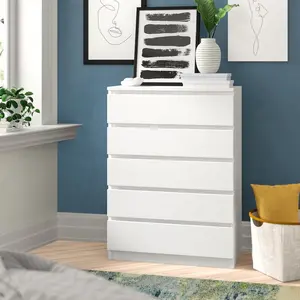 Tonya 5 Drawer 70cm Chest of Drawers White