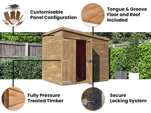 Dunster House Bike Shed Storage 2.4m x 1.8m Garden Building Wooden Pressure Treated Overlord Pent