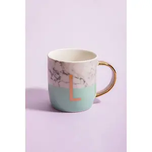 Maison by Premier Mimo Pastel Green L Letter Monogram Mug