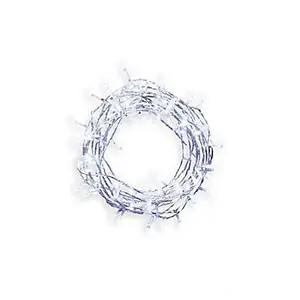 120 Ice white LED With timer String lights Clear cable