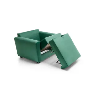 Olly Velvet Single Sofa Bed in Forest Green