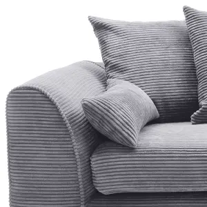 Jumbo Grey Cord Right Facing Corner Sofa for Living Room with Thick Luxury Deep Filled Cushioning