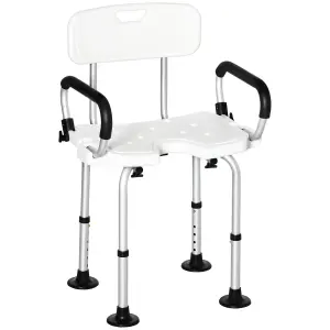 HOMCOM Adjustable Shower Stool with Suction Foot Pads for Elderly Disabled