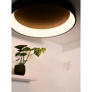 Lucide Talowe Led Modern Flush Ceiling Light 80cm - LED Dim. - 1x80W 3000K - Black