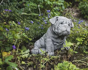 Cute Bulldog Pup Garden Ornament