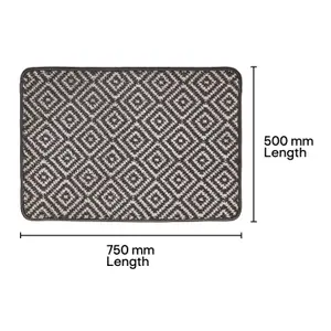 Mighty Mats® Dark Grey & White Geo Soft Loop Door mat, 75cm x 50cm