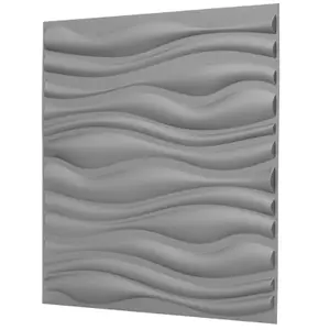 3D Wall Panels Adhesive Included - 6 Sheets Cover 16.15ft²(1.5m²) Interior Cladding Panels - Wave Effect Design Matt Silver Grey